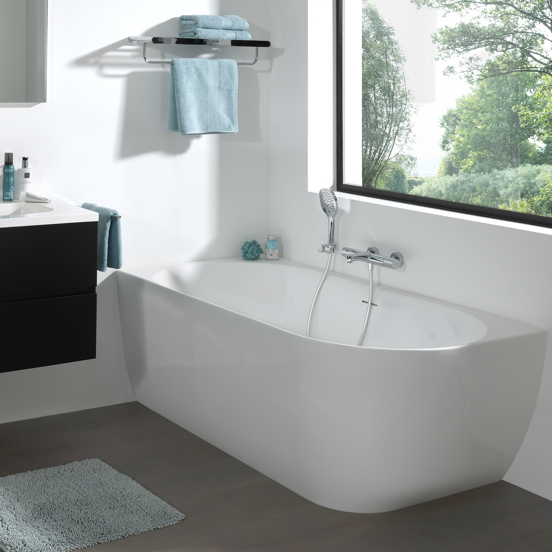 Blaufoss Onos Thermostat-Badewannenarmatur: Chrom glänzend