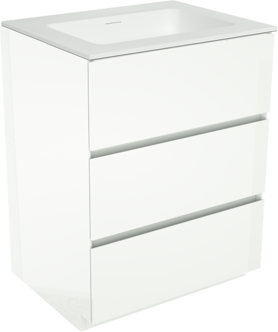 Storke Edge staand badkamermeubel 65 x 52 cm glanzend wit met Mata enkele wastafel in solid surface mat wit