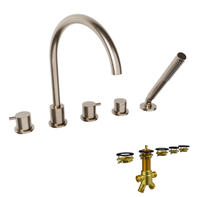 Blaufoss Round 5 trous Robinet de baignoire sur gorge brushed CoolMetal set douchette incl.