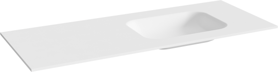 Balmani Tablo Arcato asymmetrisch rechtse wastafel matte Solid Surface 135 x 55 cm, afvoerplug inbegrepen