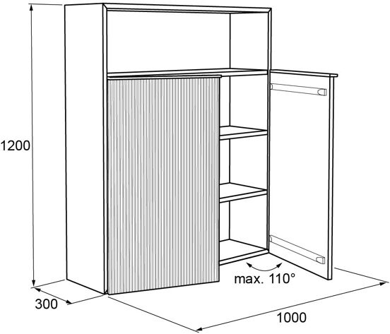 Balmani Forma Badhochschrank: Hängend, Eiche Natur, 100 x 30 x 120 cm