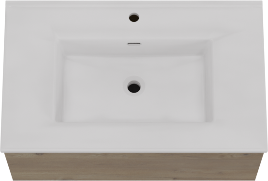 Storke Edge meuble salle de bains suspendu 85 x 52 cm chêne brut avec Kera plan simple en céramique blanc mat