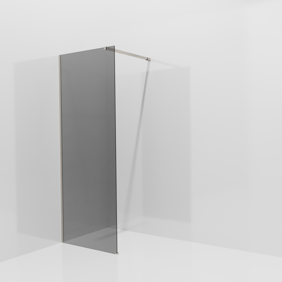 Balmani Modular Walk-In Dusche: 80 x 200 cm, Rauchglas, inklusive Coating, Profil Brushed CoolMetal