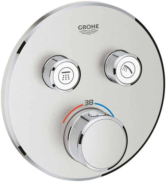Grohe Grohtherm SmartControl Duschsystem: Unterputz, Runder Duschkopf, 31 cm, Supersteel