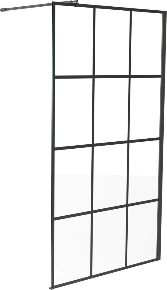 Linie Walk-In inloopdouche 120 x 200 cm square glas mat zwart profiel