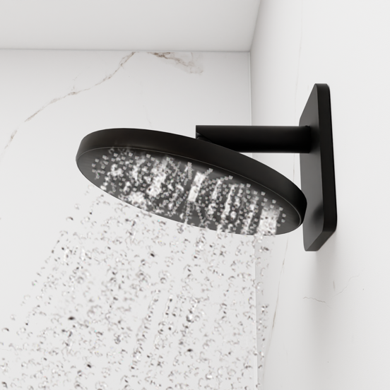Blaufoss Onos 250 Tête de douche rond 25 cm avec bras de douche support mural noir mat