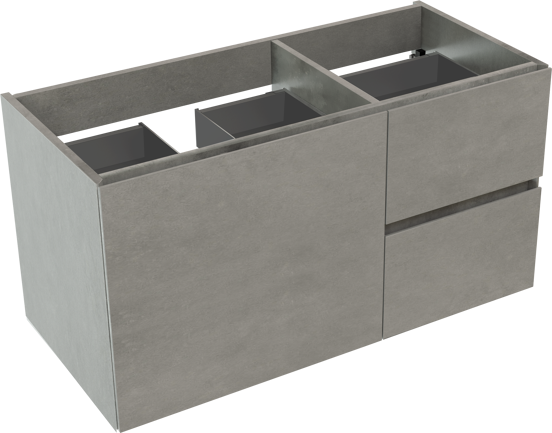 Storke Edge wastafelonderkast assymetrisch beton grijs 100x46cm zwevend