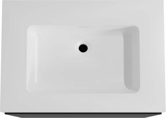 Storke Edge meuble salle de bains à poser 75 x 52 cm noir mat avec Mata High plan simple en solid surface blanc mat