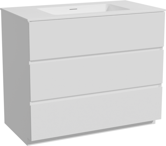 Storke Edge meuble salle de bains à poser 95 x 52 cm blanc brillant avec Mata plan simple en solid surface blanc mat
