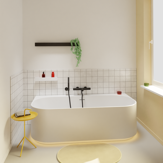 Luca Varess Laguna baignoire semi-îlot duo avec LED 170 x 85 cm acrylique blanc mat