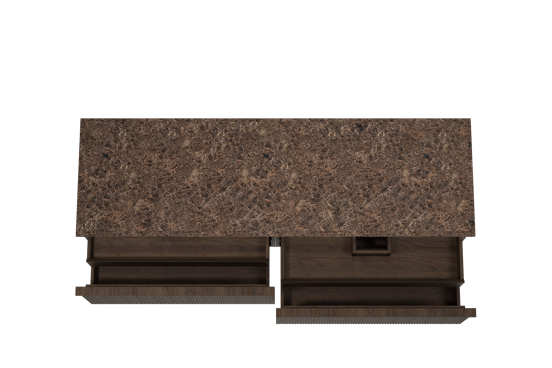 Balmani Forma hängendes Möbelstück Set: 180 x 55 cm, Geräucherte Eiche, mit Stretto Einzel- oder Doppel Waschtischplatte, Marmor, Dark Emperador, Vertikale symmetrische gerade Rippe