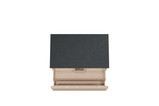 Balmani Forma zwevend badkamermeubel 90 x 55 cm natuur eik met Stretto enkel tablet in graniet zwart, Horizontale symmetrische rechte ribbel