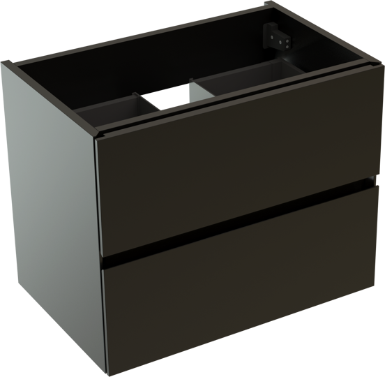 Storke Edge hängender Waschbeckenunterschrank: 60 x 40 cm, Schwarz matt, 2 Schubladen