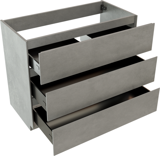 Storke Edge meuble sous-lavabo a poser 105 x 52 cm béton gris foncé 3 tiroirs