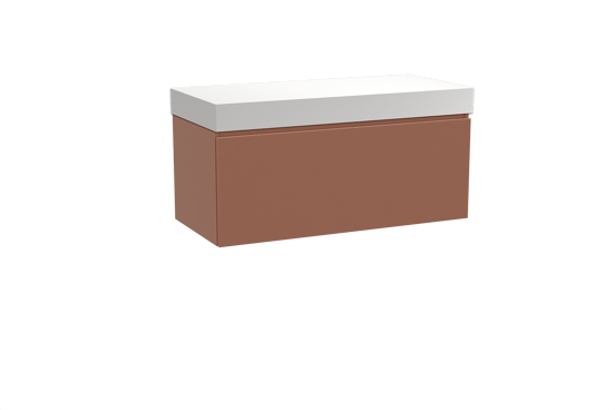 Balmani Sfera hängendes Möbelstück Set: 120 x 55 cm, Cotto, mit Dominus Einzel- oder Doppel Waschtischplatte, Solid Surface Weiß matt