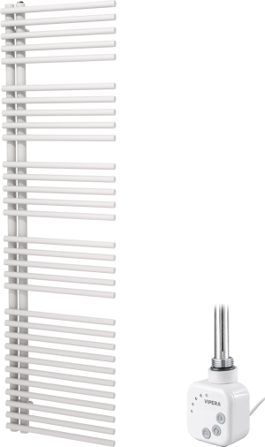 Vipera Nevada enkele handdoekradiator 50 x 180 cm elektrische verwarming mat wit middenaansluiting 734W, weerstand inbegrepen