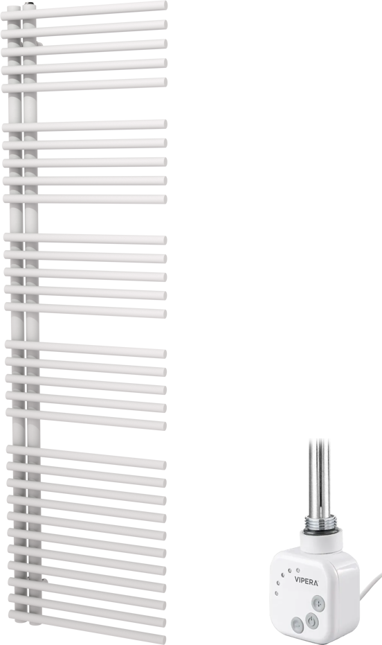Vipera Nevada enkele handdoekradiator 50 x 180 cm elektrische verwarming mat wit middenaansluiting 734W, weerstand inbegrepen