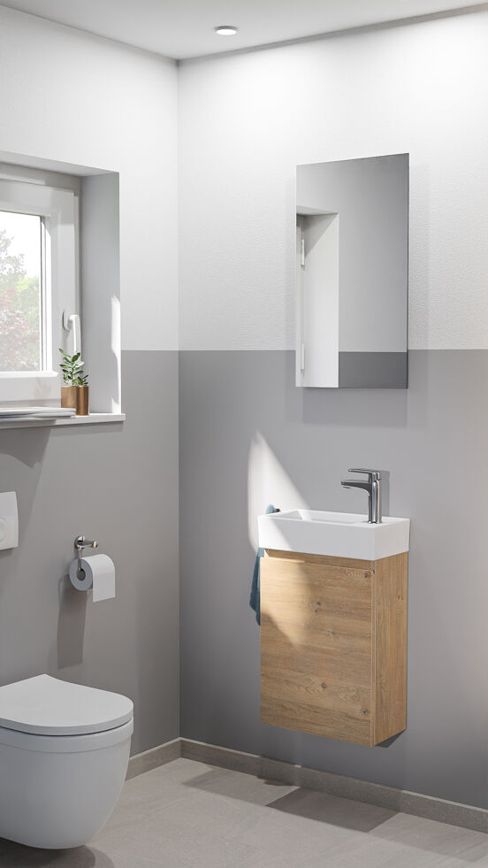 Linie Lado toiletmeubelset natuur eik met wastafel keramiek 40x22cm