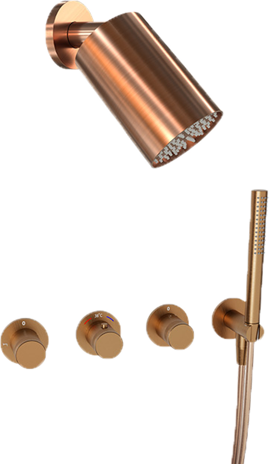 Blaufoss Pavilion thermostatische kraan Inbouw regendoucheset met regendouchekop 14 x 9 cm Brushed Rosegold