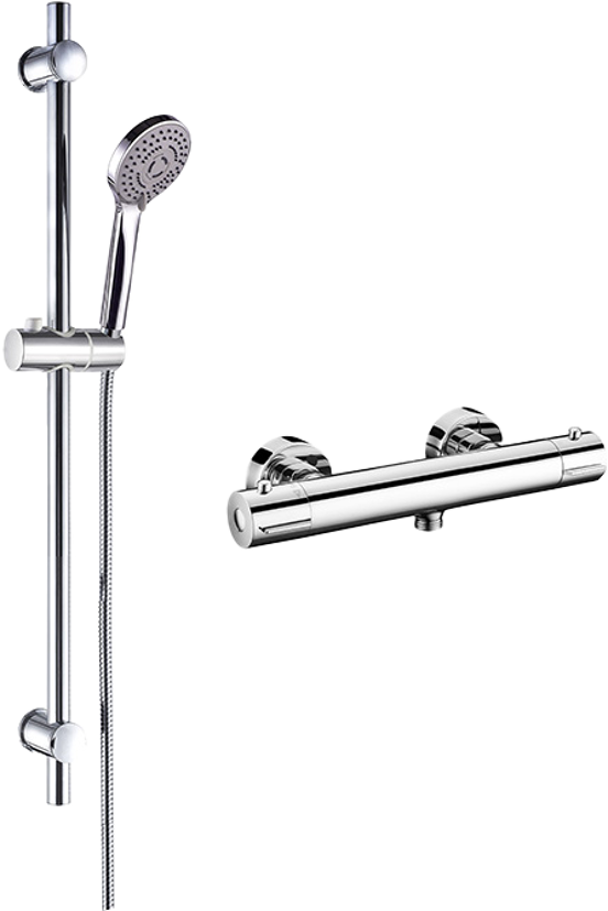 Linie Beats Duschsystem: inkl. Thermostat-Duscharmatur, Chrom glänzend