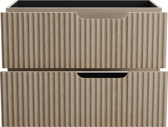 Linie Ribbo zwevende wastafelonderkast 80 x 46 cm licht eiken 2 lades