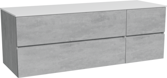 Storke Edge zwevend badmeubel 150 x 52 cm beton donkergrijs met Tavola enkel of dubbel wastafelblad in solid surface mat wit