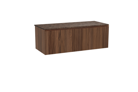 Balmani Idra zwevend badkamermeubel 135 x 55 cm notelaar met Stretto enkel of dubbel tablet in marmer dark emperador