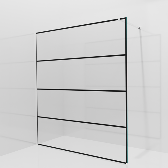 Balmani Modular douche à l'italienne: 180 x 200 cm, Lined, avec coating, Profil Chrome brillant