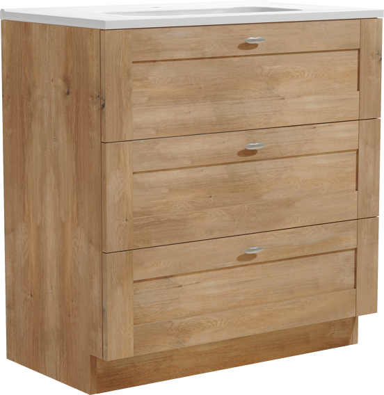 Linie Classo meuble salle de bains à poser 80 x 46 cm chêne naturel avec Baro plan simple en porcelaine blanc brillant
