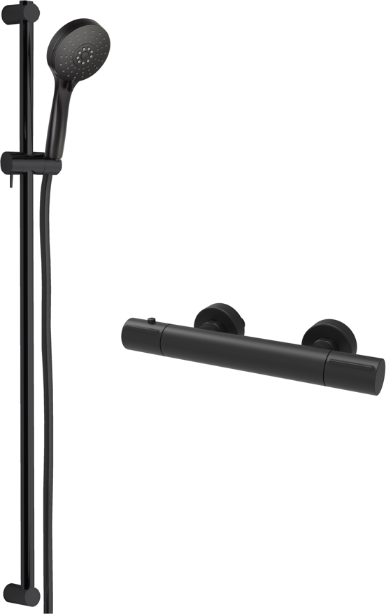 Blaufoss Orion opbouw regendoucheset thermostatische kraan mat zwart