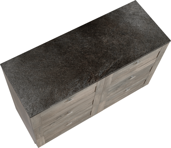 Linie Classo meuble salle de bains à poser 120 x 46 cm chêne gris avec Lado tablette simple ou double en mélaminé ardoise gris