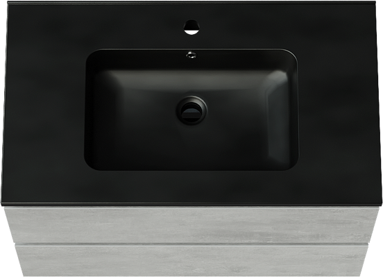 Linie Lado meuble salle de bains suspendu 80 x 46 cm béton gris foncé avec Vano plan simple en marbre composite noir mat