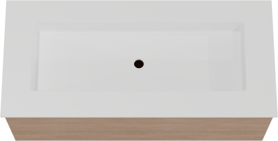 Balmani Forma meuble salle de bains suspendu 120 x 55 cm chêne naturel avec Tablo Stretto lavabo simple pour 2 trous de robinet en solid surface blanc mat, Nervure droite symétrique horizontale