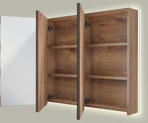 Linie Montro spiegelkast 120 x 75 cm bruine eik met spiegelverlichting