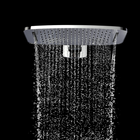 Blaufoss Mystic Core Regendusche Duschkopf: Rechteckig, Wasserfallfunktion, Wandmontage, 40 x 25 cm, Chrom glänzend