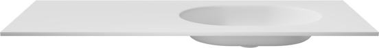 Balmani Tablo Oval asymmetrisch rechtse wastafel mat witte Solid Surface 120 x 55 cm