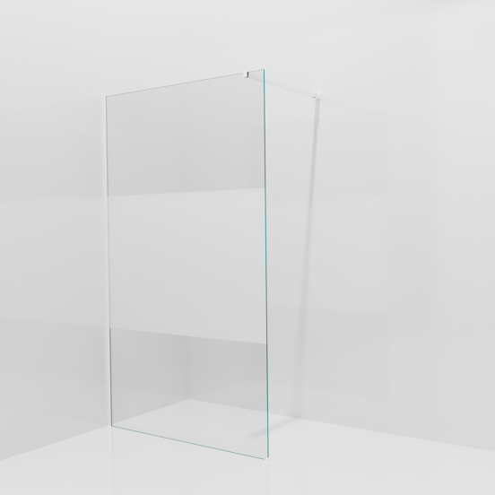 Balmani Modular douche à l'italienne: 120 x 200 cm, Verre transparent avec bande matte, avec coating, Profil Blanc mat