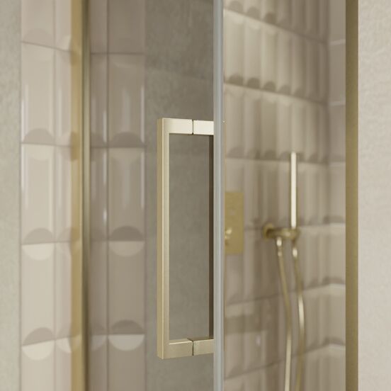 Balmani Senses Design douche draaideur links 90 cm x 210 cm Reflex spiegelglas, Brushed Champagne Gold profielen, met coating