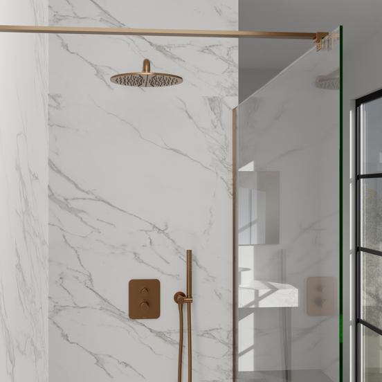 Blaufoss Smartbox Softline inbouw regendoucheset thermostatische kraan Brushed Rosegold