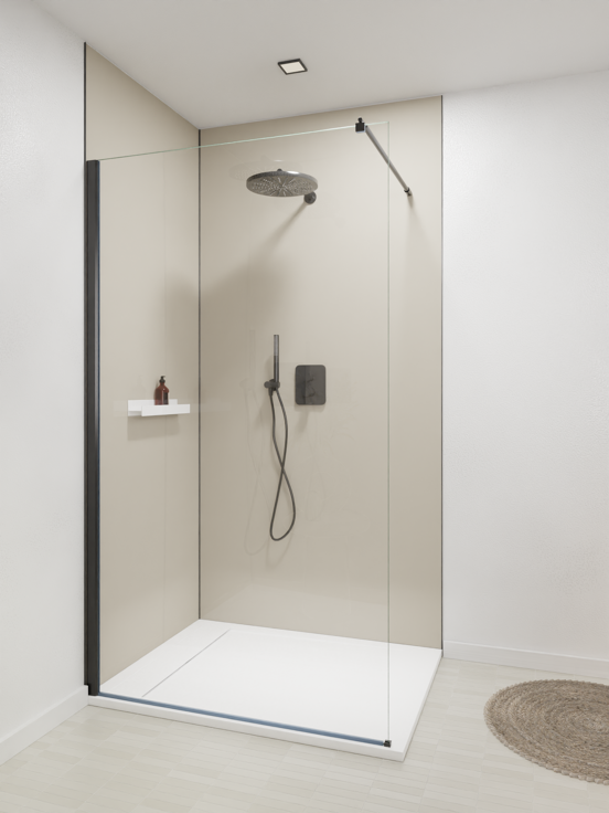 Luca Varess Dandy receveur de douche 90 x 90 cm marbre composite blanc mat  structure rock