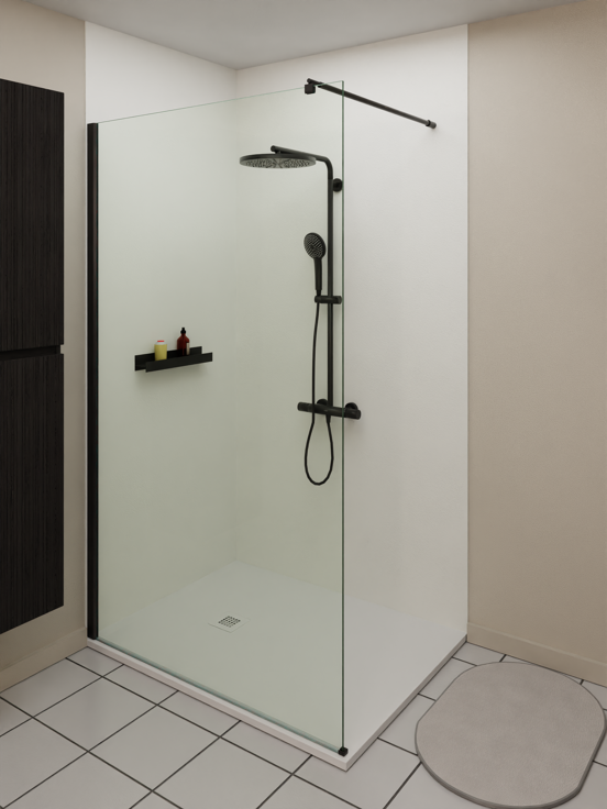 Luca Varess Zelda revêtement mural de douche 120 x 240 cm composite blanc mat structure rock
