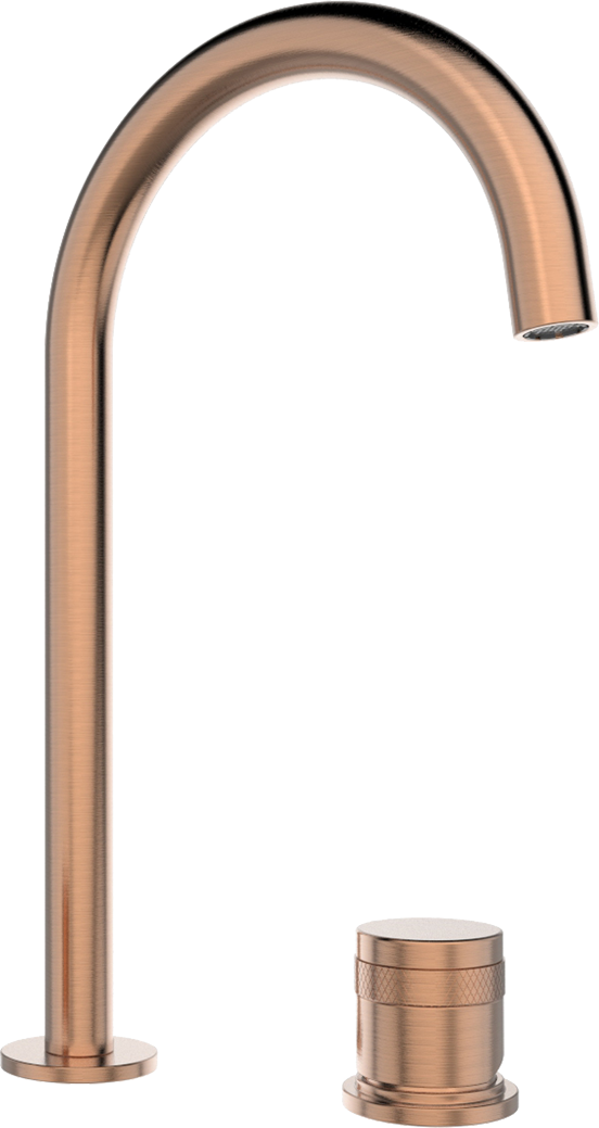 Blaufoss Pavilion Curve Waschbecken Armatur: Erhöht, Brushed Rosegold
