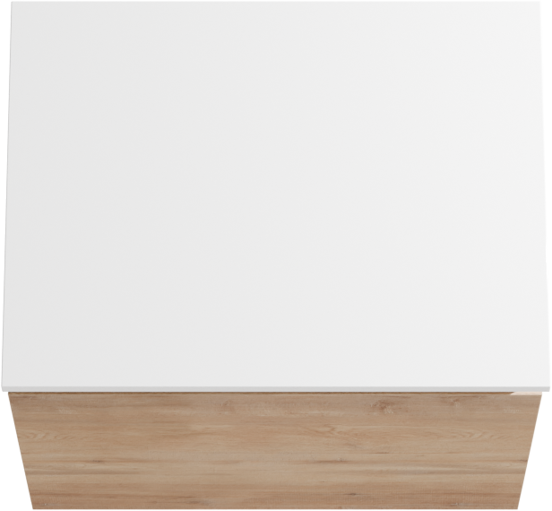 Linie Lado hängendes Möbelstück Set: 60 x 46 cm, Naturbelassene Eiche, mit Lado Einzel Waschtischplatte, Marmorkomposit Weiß glänzend