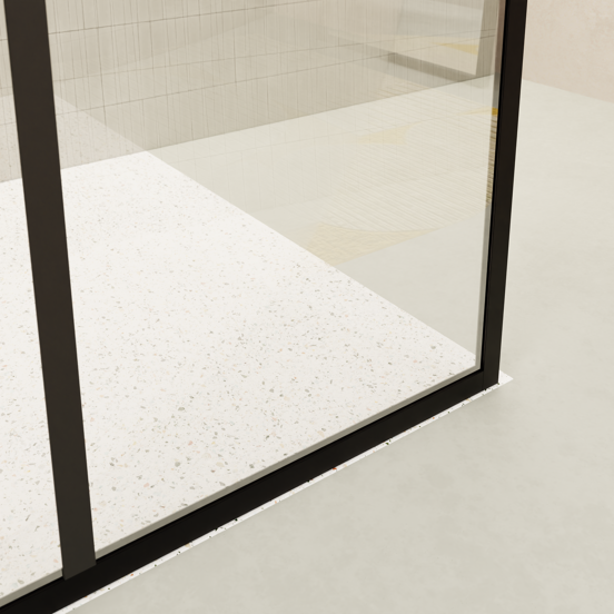 Balmani Framed Plus inloopdouche 160 x 210 cm links crossed glas zwart profiel