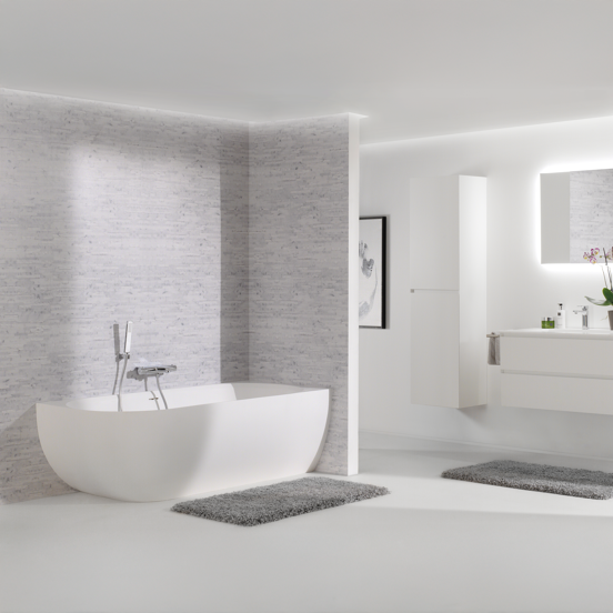 Balmani Forte 2-Personen-Eckbadewanne: rechts, 175 x 78 cm, Solid Surface, Weiß matt