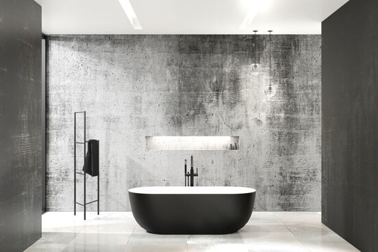 Luca Varess Mercuria baignoire îlot ovale 170 x 76 cm acrylique noir mat