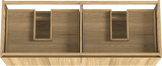 Balmani Idra hängender Waschbeckenunterschrank: 150 x 55 cm, Eiche natur, Furnierholz, 4 Schubladen