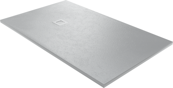 Balmani Vega douchebak 160 x 90 cm composietmarmer donkergrijs leisteenstructuur