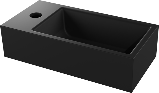 Luca Varess Cubic Handwaschbecken, Keramik schwarz matt, Links, 40,5 x 20 cm