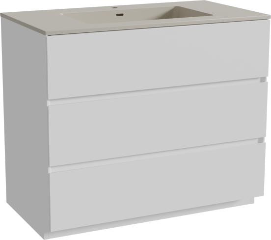 Storke Edge meuble salle de bains à poser 95 x 52 cm blanc mat avec Diva plan simple en top solid soie grise